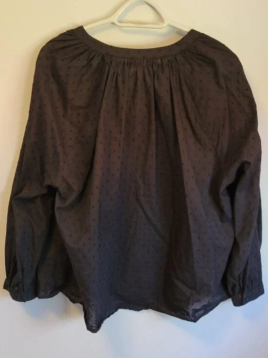 EUC 100% Cotton Embroidered Peasant Blouse With 7/8 Sleeve - Picture 2 of 4